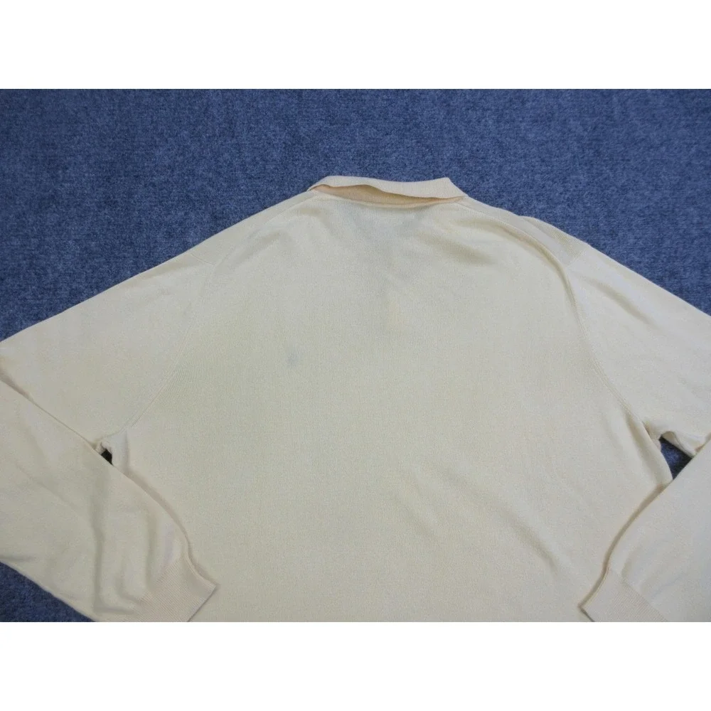 VTG Polo Ralph Lauren Sweater Mens XL Yellow Pima Cotton Knit Long Sleeve Collar